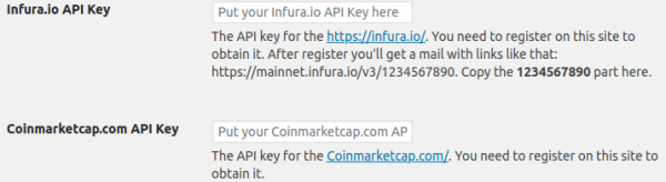 API Keys settings