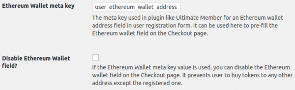 Ethereum Wallet integration Settings