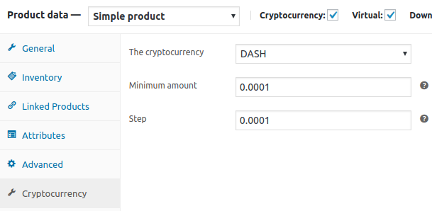 Dash Product Settings