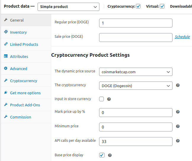 Dynamic Price Settings