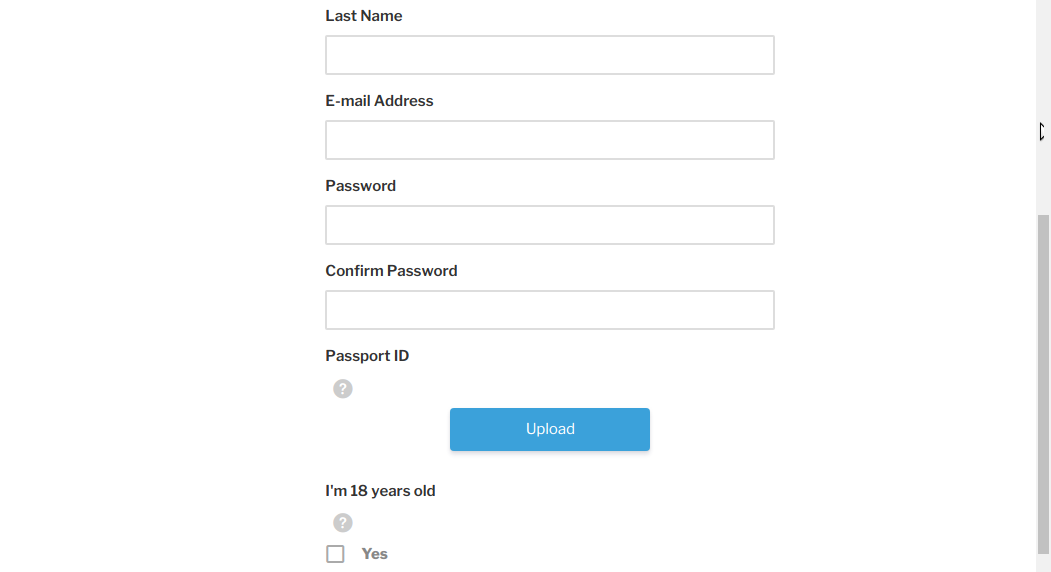 WordPress KYC/AML plugin registration page