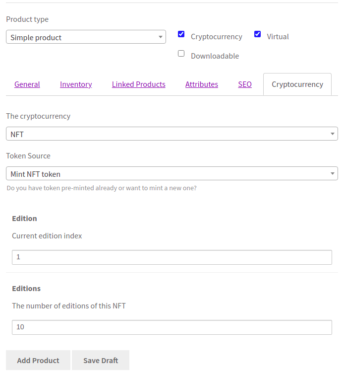 Vendor new NFT product page