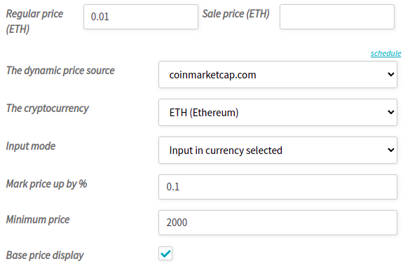 wordpress nft marketplace website plugin Dynamic Price Settings